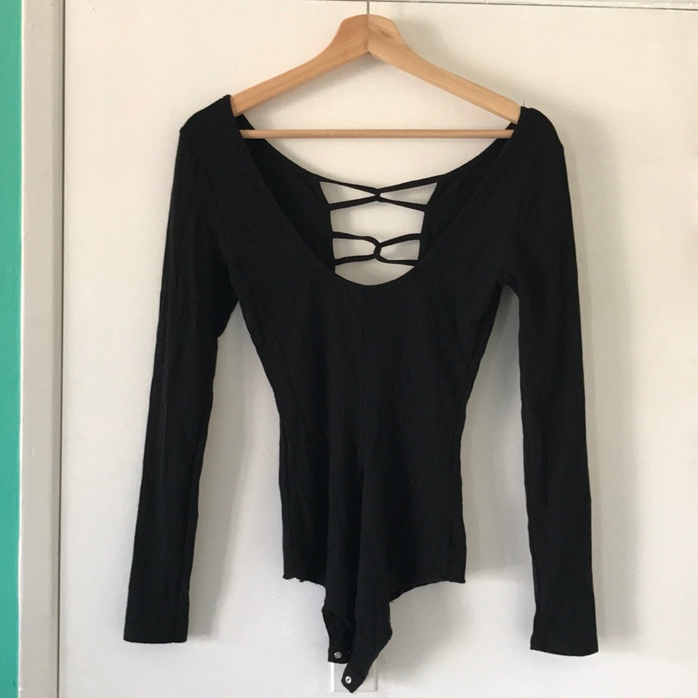 LF Emma and sam black lace up bodysuit - Picture 2 of 7